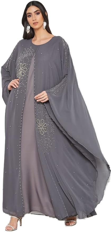 Bousni Women Beads Embellished Kaftan Abaya 01 Bousni Women Beads Embellished Kaftan Abaya
