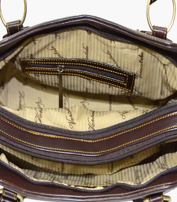Brown Self Design Shoulder Bag