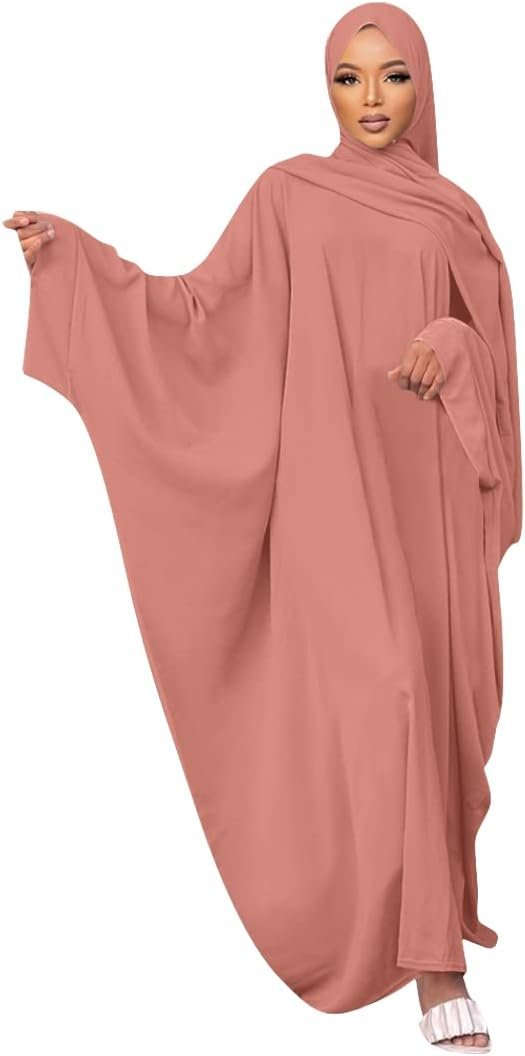 IKADEX Muslim Dress for Women Pakistani Kaftan Abaya Robe + Hijab Arabic Islamic Prayer Clothes Dubai Outfits 02 Hijab Arabic Islamic Prayer Clothes Dubai Outfits