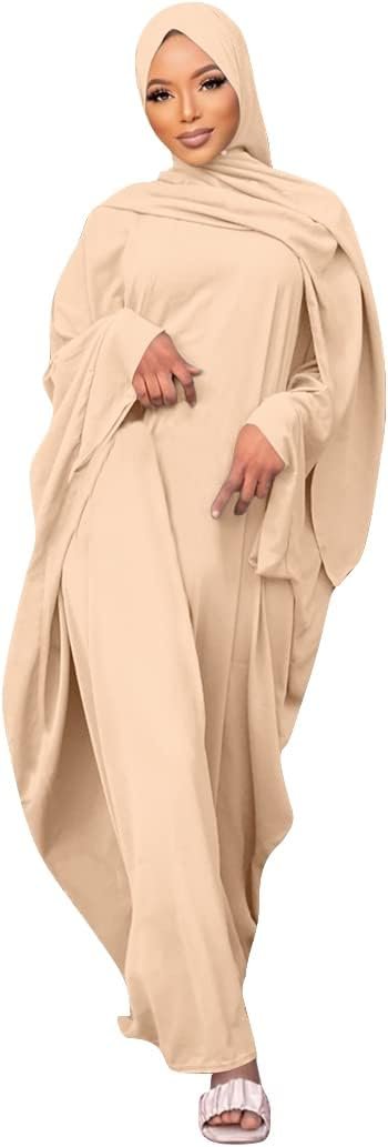 IKADEX Muslim Dress for Women Pakistani Kaftan Abaya Robe + Hijab Arabic Islamic Prayer Clothes Dubai Outfits 04 Hijab Arabic Islamic Prayer Clothes Dubai Outfits