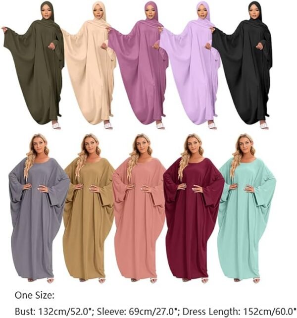 IKADEX Muslim Dress for Women Pakistani Kaftan Abaya Robe + Hijab Arabic Islamic Prayer Clothes Dubai Outfits 05 Hijab Arabic Islamic Prayer Clothes Dubai Outfits