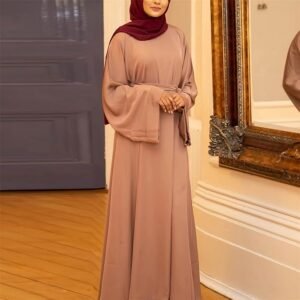 Resnan Arabian Islamic Dubai Robe Belted Eid Long Dress,