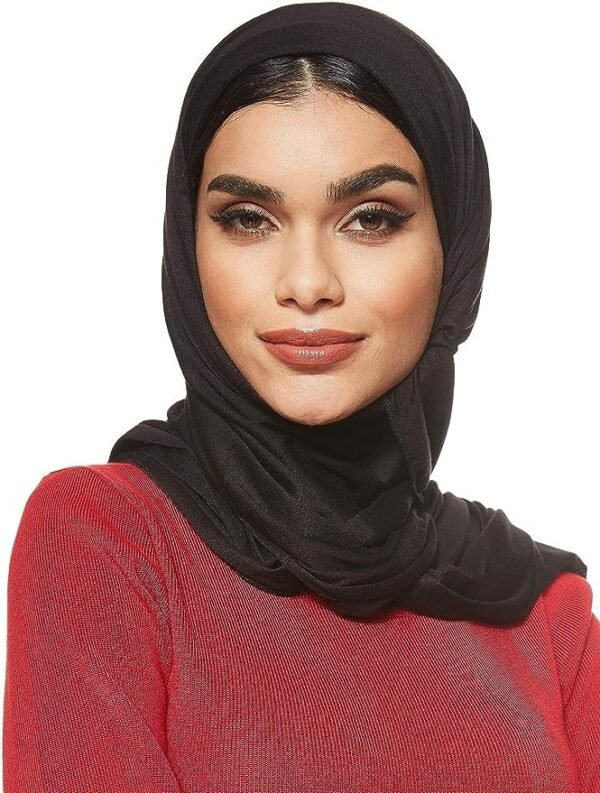 SHADOW Jersey Stretch Shailah Hijab Muslim Islamic Arab Scarf Headscarf Abaya Shawl Scarves Soft, One Size - 65 x 165 cm 01 Hijab satin scarf for hair wrapping at night.