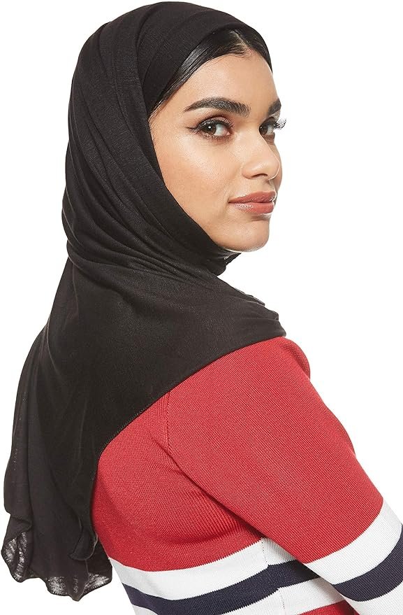 SHADOW Jersey Stretch Shailah Hijab Muslim Islamic Arab Scarf Headscarf Abaya Shawl Scarves Soft, One Size - 65 x 165 cm 03 Hijab satin scarf for hair wrapping at night.