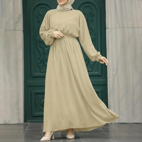 Women's Muslim Long Sleeve Dress Vintage Pullover Abaya Prayer Clothes Prom Dresses Two Piece Hijab for Women Color Hijab Clothes for Women 04 - Copy Women's Muslim Long Sleeve Dress Vintage