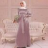 Women's Muslim Satin Dress Soft And Elegant Solid Long Dress Loose Long Casual Elegant Soft Dress Dress plus Size Head Wraps for Women Hijab for Girls 03 Women's Muslim Satin Dress Soft And Elegant Solid