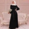 Women's Muslim Satin Dress Soft And Elegant Solid Long Dress Loose Long Casual Elegant Soft Dress Dress plus Size Head Wraps for Women Hijab for Girls 04 Women's Muslim Satin Dress Soft And Elegant Solid
